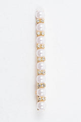 Gold Pearl Diamante Detail Crocodile Barrette - Torri