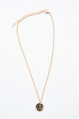 Gold Hammered Disc Drop Necklace - Elysse
