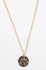 Gold Hammered Disc Drop Necklace - Elysse