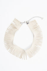 Beige Faux Suede Fringe Detail Choker - Shona