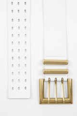 White Faux Leather Wide Waist Belt - London