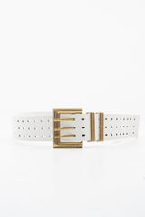 White Faux Leather Wide Waist Belt - London