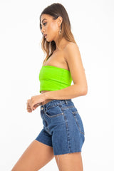 Mid Wash Raw Hem High Waist Denim Shorts - Atlanta