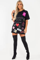 Black Fashion Icon Slogan Print T-Shirt - Raeonna