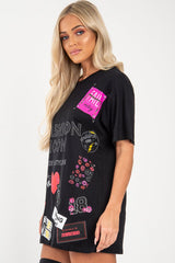 Black Fashion Icon Slogan Print T-Shirt - Raeonna