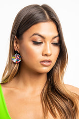 Multi Marble Round Earrings - Kiani