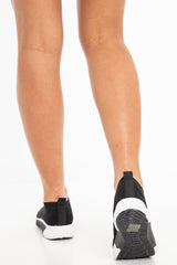 Black Sock Fit Slip On Lace Trainers - Aleya