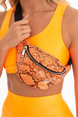 Neon Orange Snake Print Bum Bag - Omie