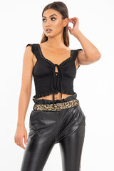 Leopard Print PU Double Circle Buckle Belt - Tansy