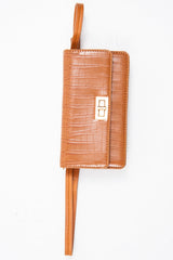 Tan Faux Croc Clasp Front Belt Body Bag - Dondi