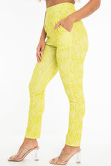 Green Snake Print Crepe Tapered Trousers - Giulia