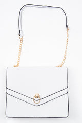 White Faux Croc Gold Chain Handbag - Ocean
