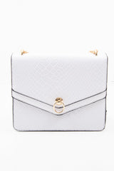 White Faux Croc Gold Chain Handbag - Ocean