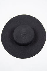 Black Woven Ribbon Detail Beach Hat - Jamilet