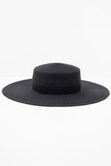Black Woven Ribbon Detail Beach Hat - Jamilet
