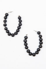 Black Beaded Hoop Earring - Amyja