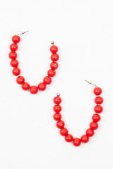Red Beaded Hoop Earring - Amyja