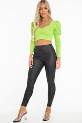 Black Wet Look High Waist Leggings - Imogen