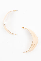 Gold Crinkled Imprinted Curved Earrings - Alyzia