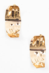 Gold Crinkled Imprinted Curved Earrings - Alyzia