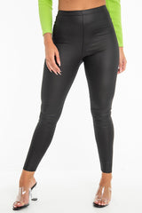 Black Wet Look High Waist Leggings - Imogen