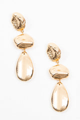 Gold Chunky 3 Drop Stone Earrings - Annalaya