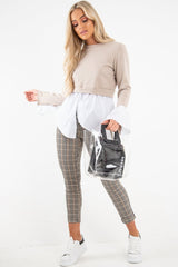 Nude Shirt Insert Crew Neck Jumper - Kamilla