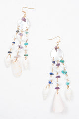 Blue Iridescent Shell Tier Drop Earrings - Aliaa