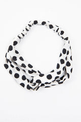 White Black Polka Dot Twist Headband - Kentlee