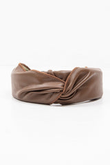 Brown Leather Knotted Headband - Adair
