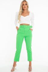 White Crepe Sweetheart Puff Sleeve Crop Top - Porsha