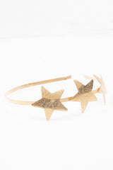 Gold 3 Glitter Star Design Headband - Abrielle