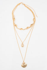 Gold Shell Detail Layered Necklace - Lalia