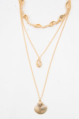 Gold Shell Detail Layered Necklace - Lalia