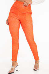 Orange Snake Print Crepe Tapered Trousers - Giulia
