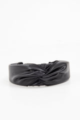 Black Leather Knotted Headband - Adair