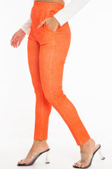 Orange Snake Print Crepe Tapered Trousers - Giulia