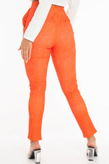 Orange Snake Print Crepe Tapered Trousers - Giulia