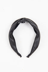 Black Leather Knotted Headband - Adair