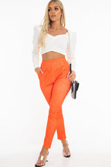 Orange Snake Print Crepe Tapered Trousers - Giulia
