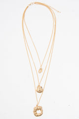 Gold Abstract Shell Detail Pendant Necklace - Sharna