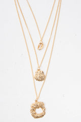 Gold Abstract Shell Detail Pendant Necklace - Sharna