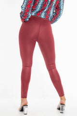 Wine Wet Look High Waist Leggings - Imogen