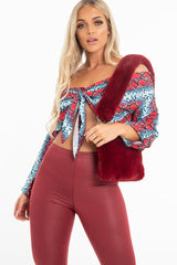 Red Blue Snake Oversized Button Down Shirt - Sopha