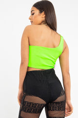 Neon Green One Shouldered Crop Top - Kamri