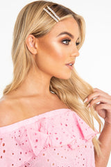 Clear Crystal Embellished Pack of 2 Hair Clips - Patrice