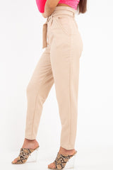 Nude Belted Croc Print Tapered Trousers - Aasia