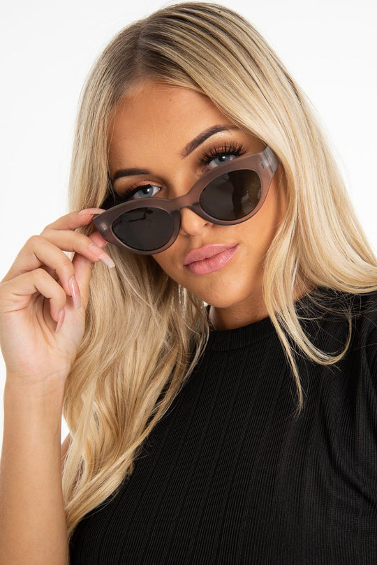 Grey Chunky Oval Tinted Lens Sunglasses - Dailey