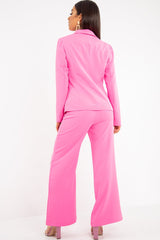 Pink Tie Front Blazer Wide Leg Trouser Co-Ord - Saphira