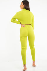 Lime Rib Crop Jumper Loungewear Set - Ayriana
